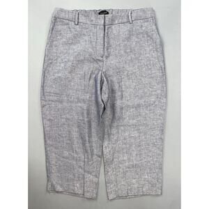 Talbots Flex Waist Relaxed Crop 100% Linen Pants. Heather Gray, Women's 14P NWT